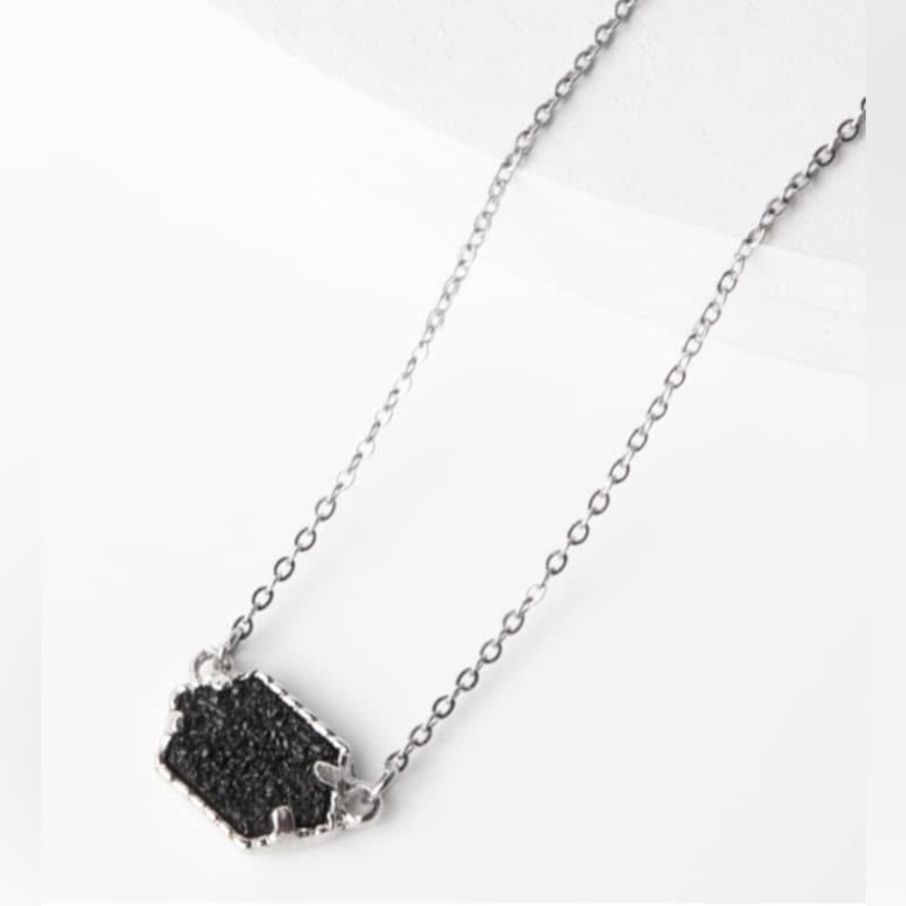 NEW Yvette Necklace Black Druzy / Silver